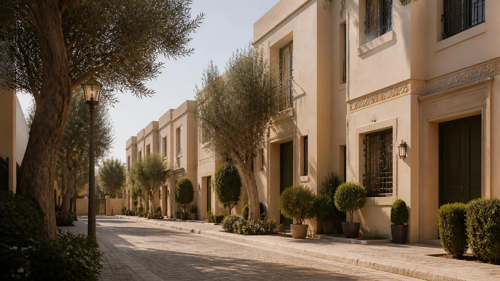 شارع سكني مغربي هادئ بأشجار وأرصفة مرتبة